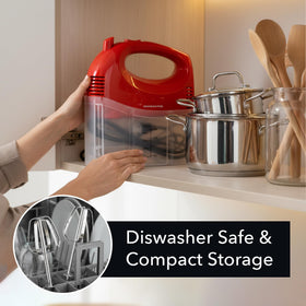 OVENTE HM151R easy cleanup with dishwasher-safe beaters
