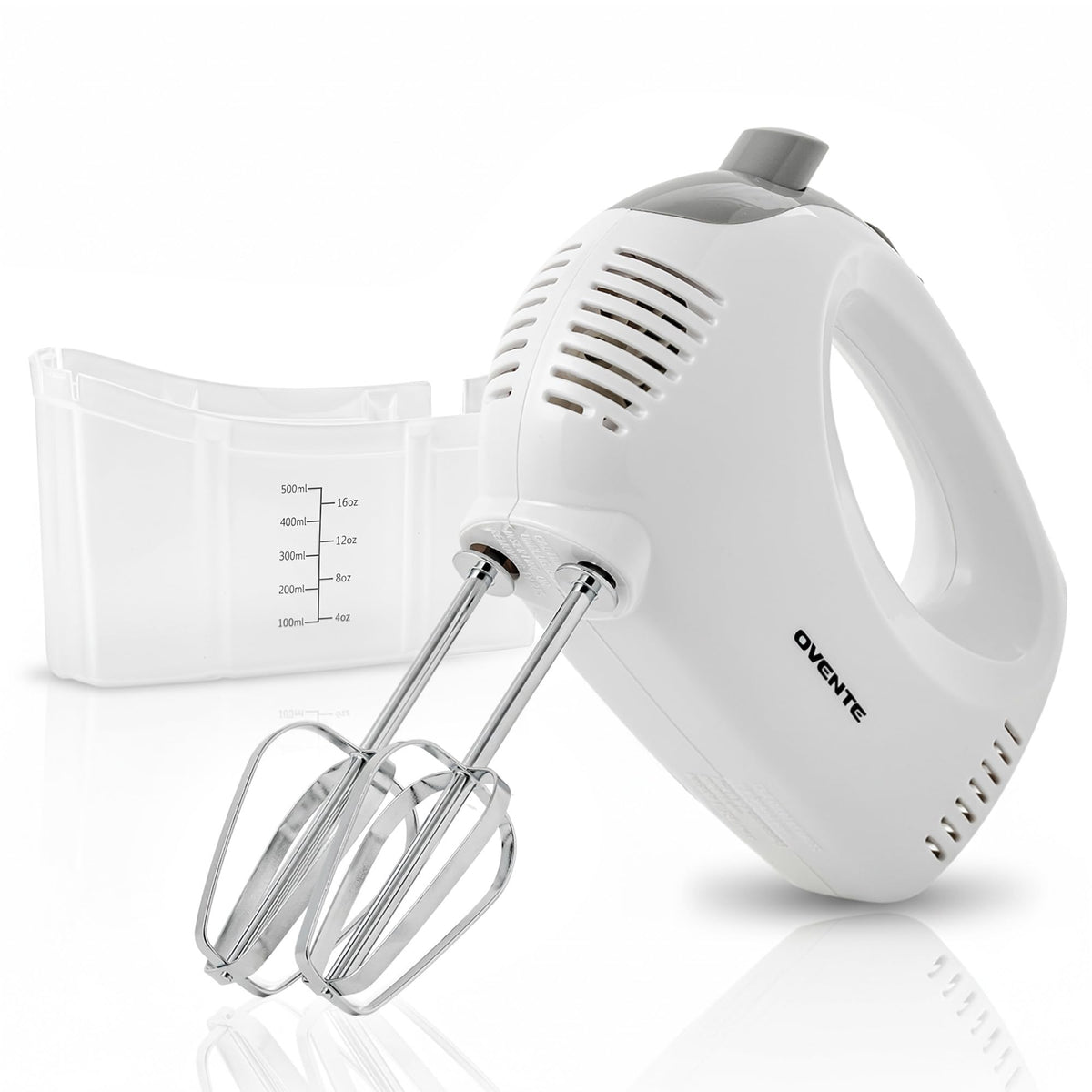 OVENTE HM151W hand mixer with compact design for quick everyday prep.