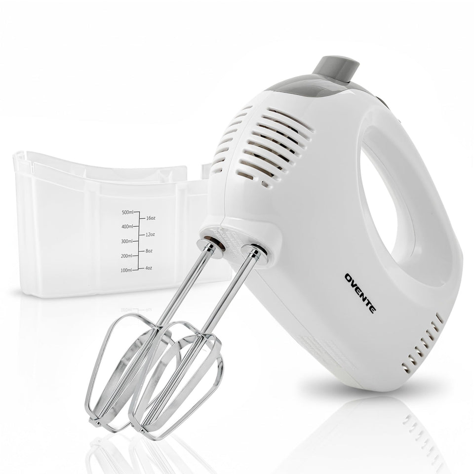 OVENTE HM151W hand mixer with compact design for quick everyday prep.