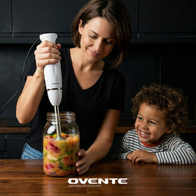 Slim stainless steel shaft of the OVENTE HS560W fits most bowls.