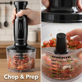 OVENTE food chopper attachment speeds up chopping veggies and nuts.