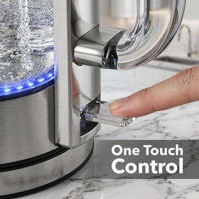 OVENTE kettle integrated cord storage keeps countertops tidy.