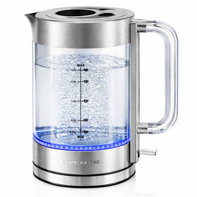 OVENTE kettle glass body on counter for a sleek modern kitchen.