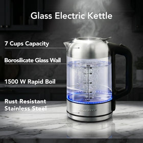OVENTE KG751S blue-light illuminated boil in glass body.