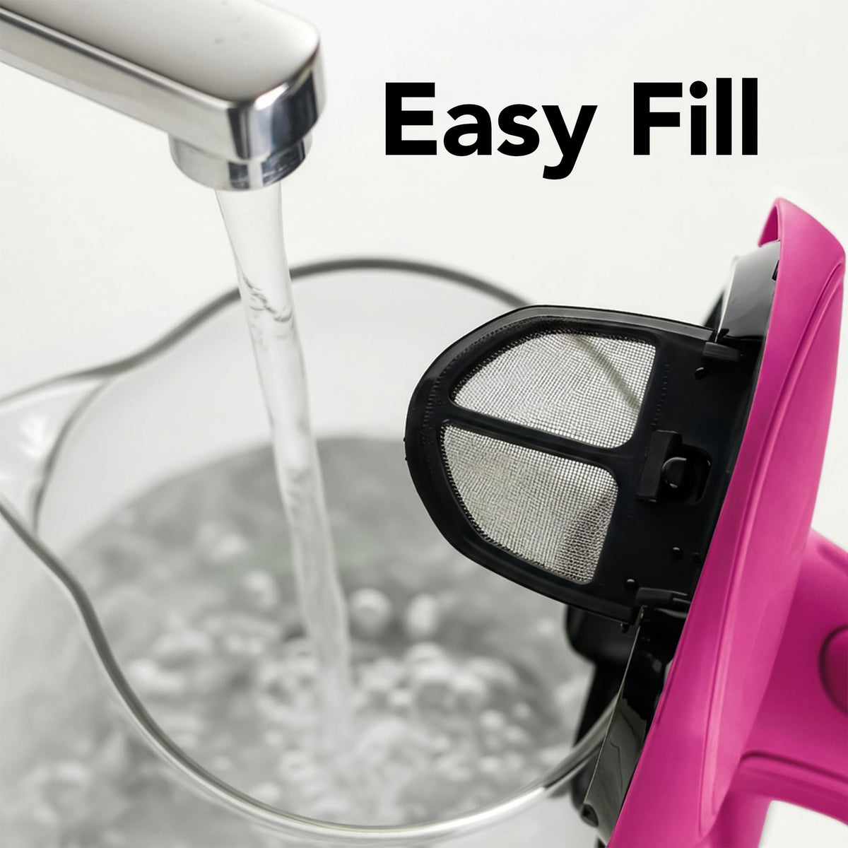 Removable, washable filter keeps water clean and tasty.