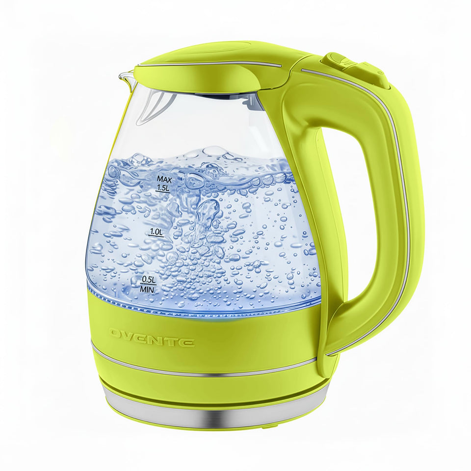 OVENTE KG83G glass kettle with blue LED lighting for stylish boiling water