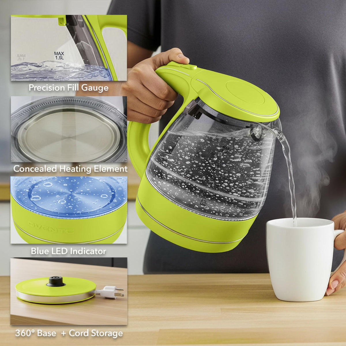 Removable spout filter for easy cleaning on the KG83G kettle