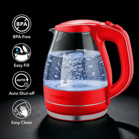OVENTE KG83R blue LED-lit kettle perfect for tea or coffee