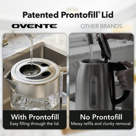 OVENTE KG911S stainless steel base complements glass body.
