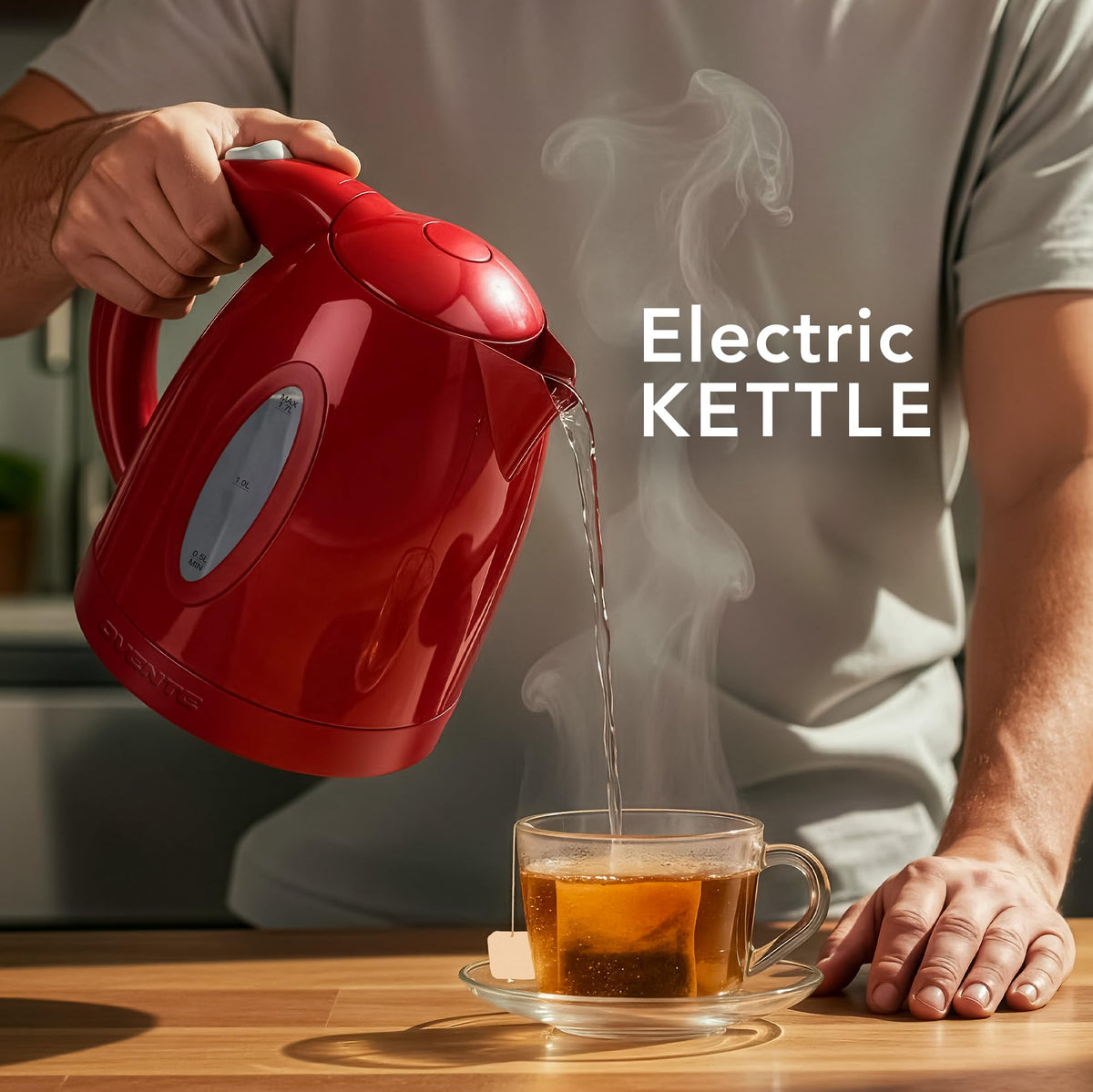 OVENTE KP72R cool-touch handle for safe pouring.