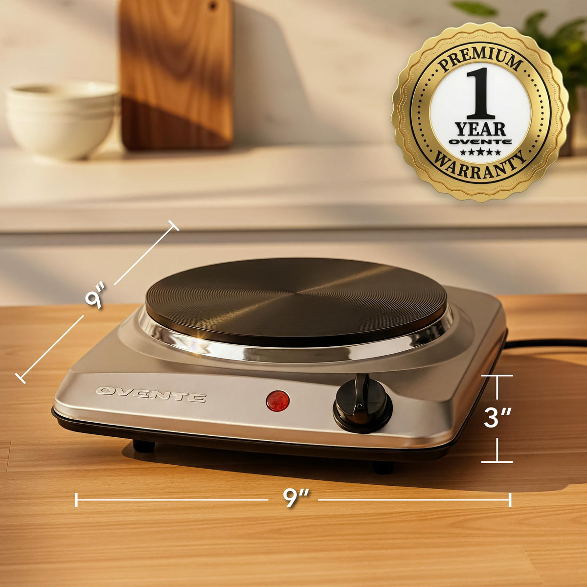 OVENTE non-slip feet keep the burner stable during use.