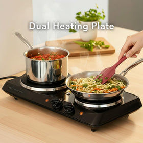 OVENTE nonstick cast-iron plates clean easily with a damp cloth.