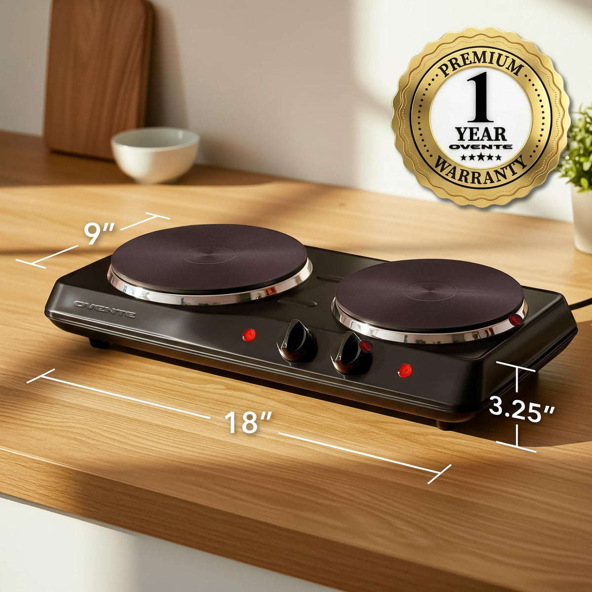 OVENTE portable and compact design fits small spaces and travel setups.