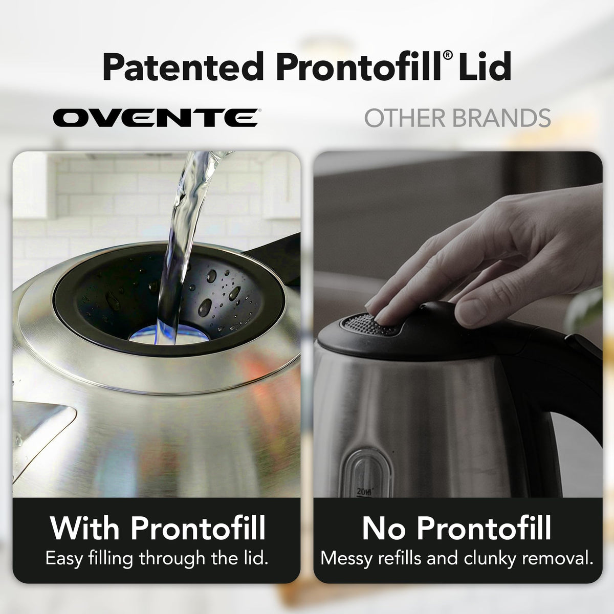 OVENTE ProntoFill detachable lid for easy refills and cleaning