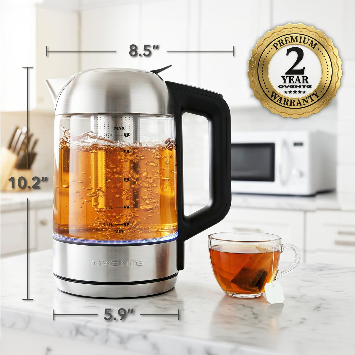 OVENTE rust-proof steel and borosilicate glass for durability