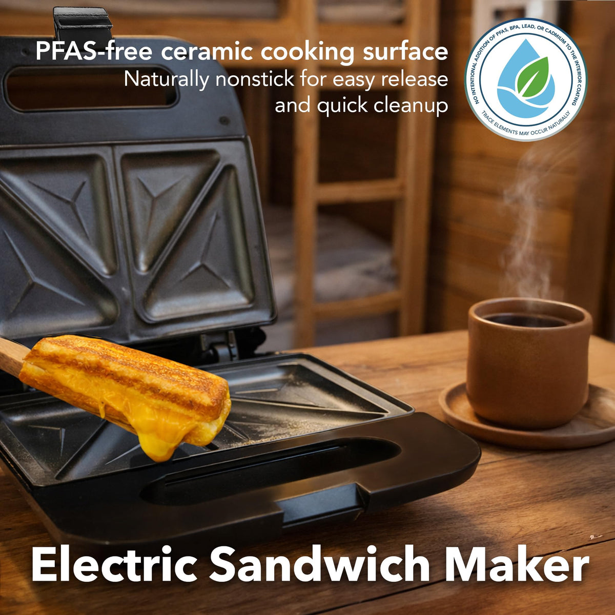 OVENTE sandwich maker compact design saves counter space in small kitchens
