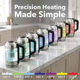 OVENTE seven-presets temperature selection supports tea, coffee, and more