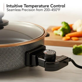 Nonstick interior of the OVENTE skillet for easy cleanup and quick cooking