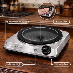 OVENTE stainless steel housing with sleek design brightens any countertop.