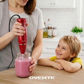 OVENTE stainless steel shaft enables easy blending in bowls.