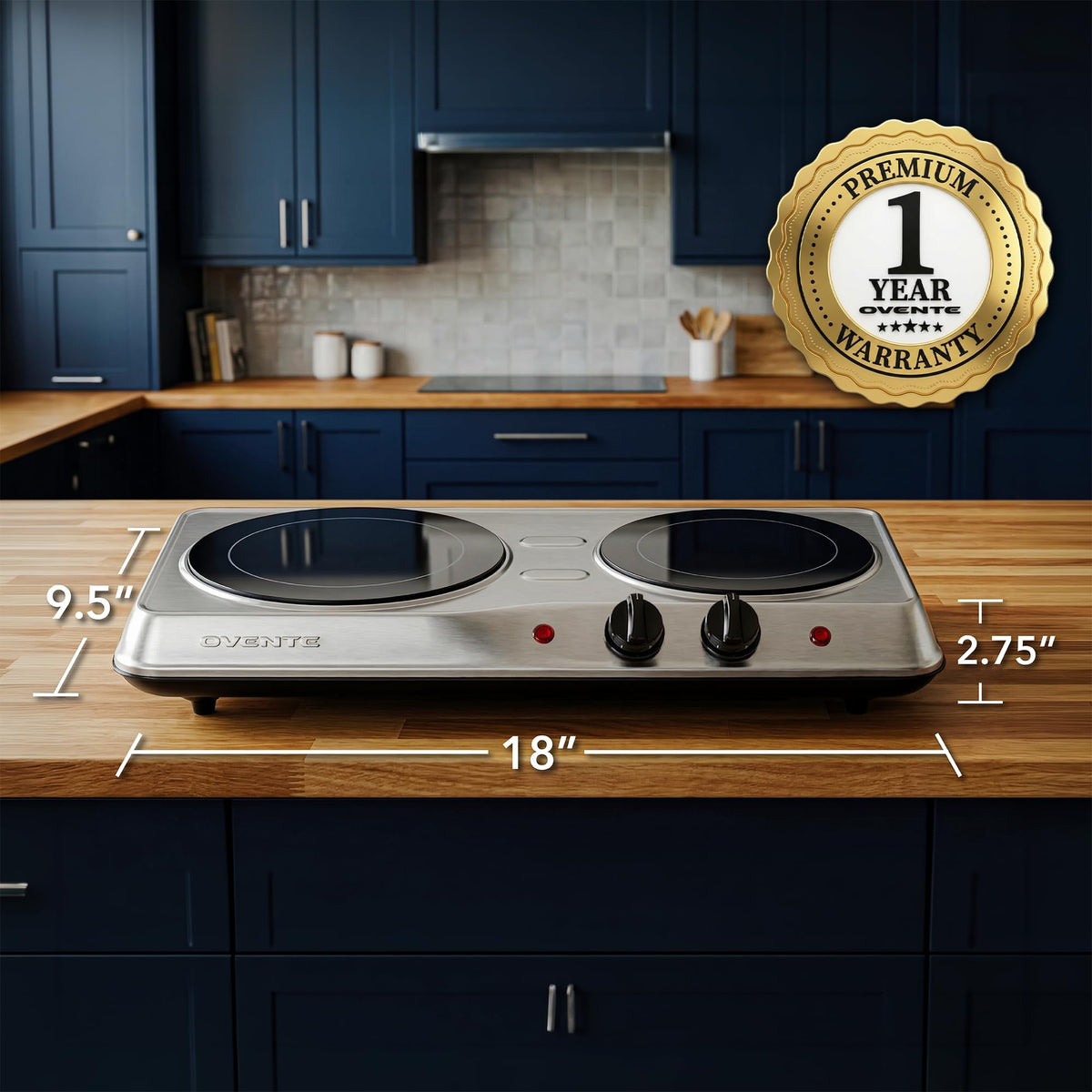 OVENTE US-based support and 1-year warranty for peace of mind