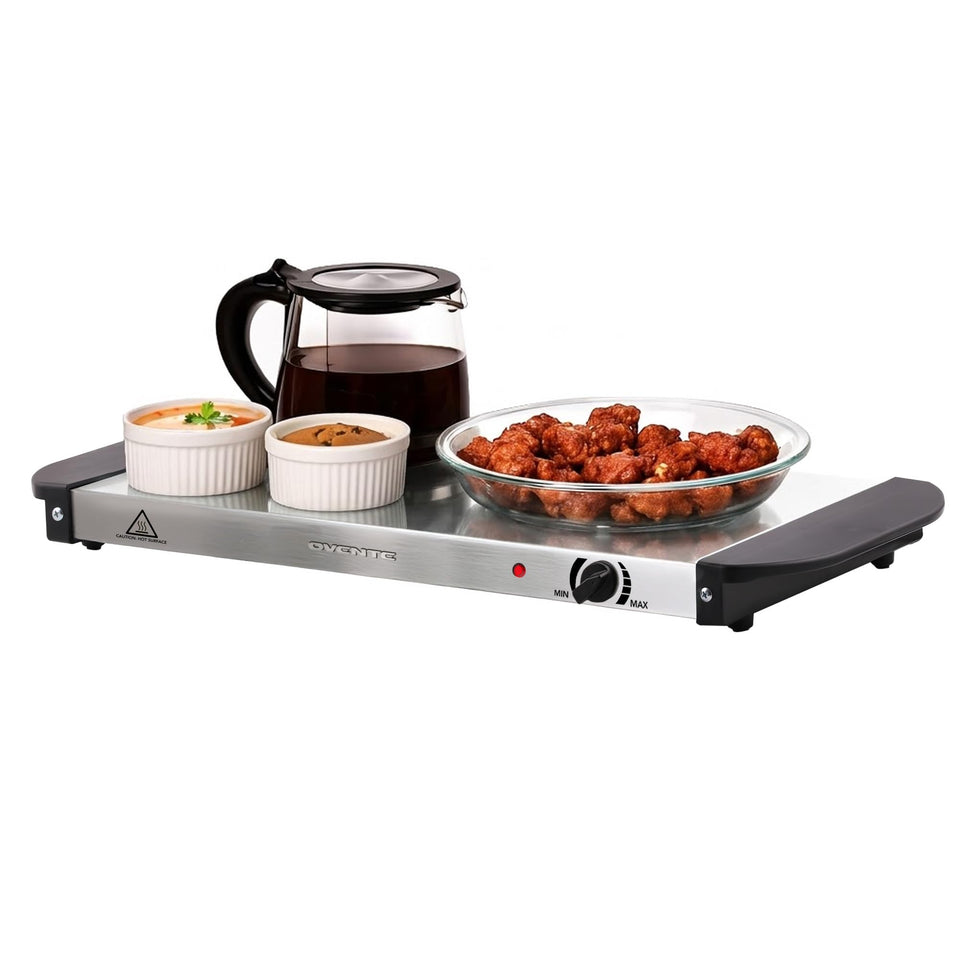OVENTE warming tray with adjustable heat control keeps food warm evenly on your counter.