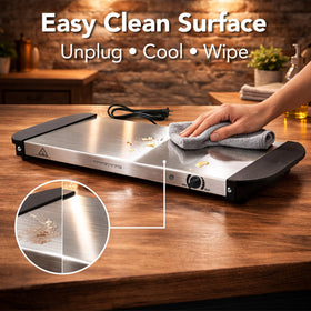 OVENTE stainless-steel body resists warping while remaining sleek on any table.
