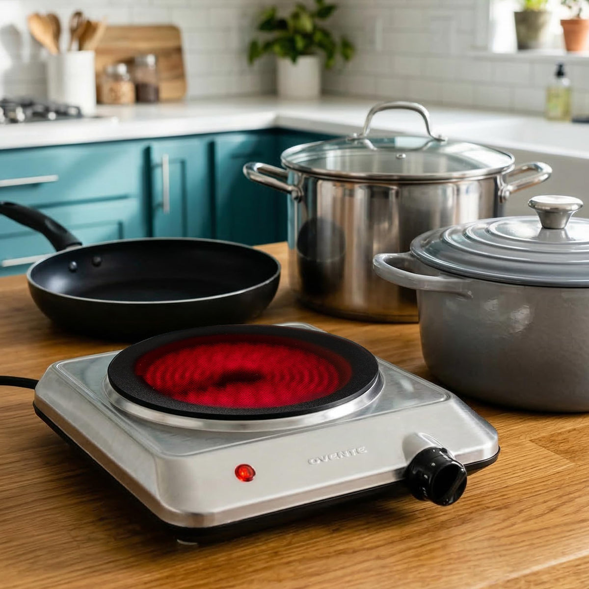 OVENTE works with all cookware; flexible setup for any kitchen.