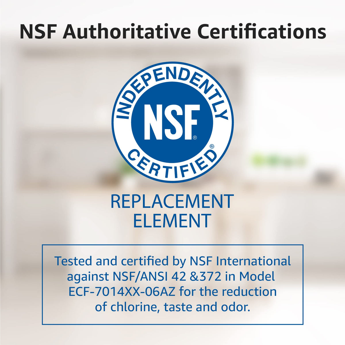 Overbest certifications badge highlights NSF 42 and 372 safety