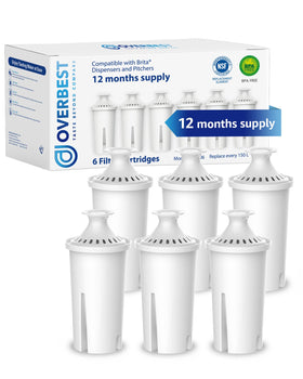 Overbest 7006 pitcher filter front view, compatible with many Brita models