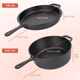 Overmont cast iron extended handles help lift heavy dishes safely