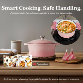 Overmont pink enamel Dutch oven oven-safe up to 500°F