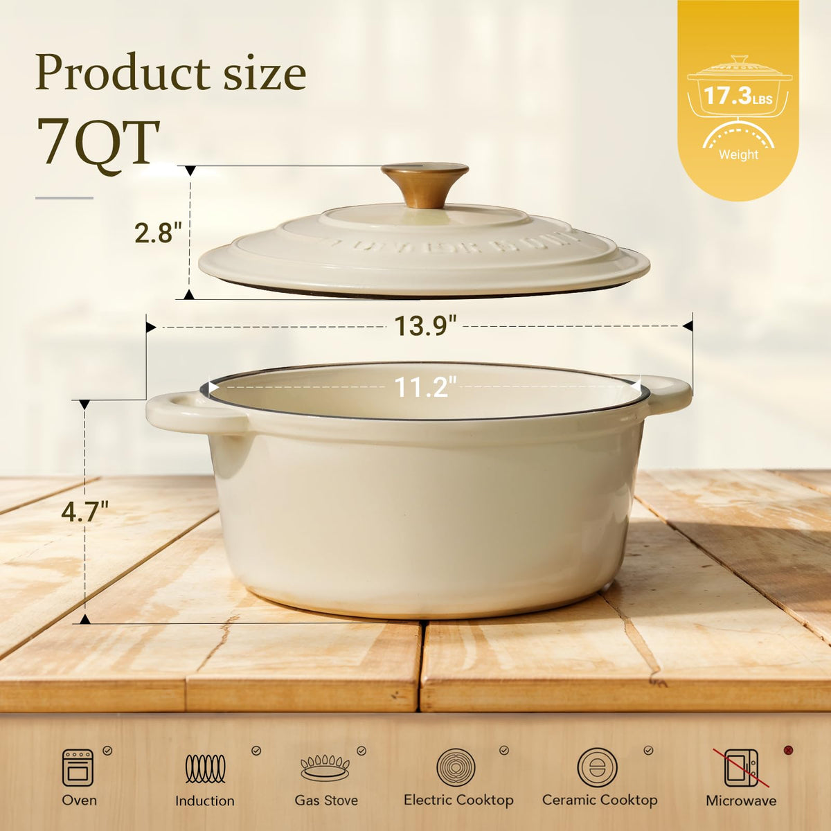 Overmont 7QT braising and stewing in enameled Dutch oven delivers rich flavors.