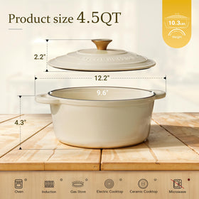 Overmont dutch oven on a stovetop, compatible with multiple heat sources