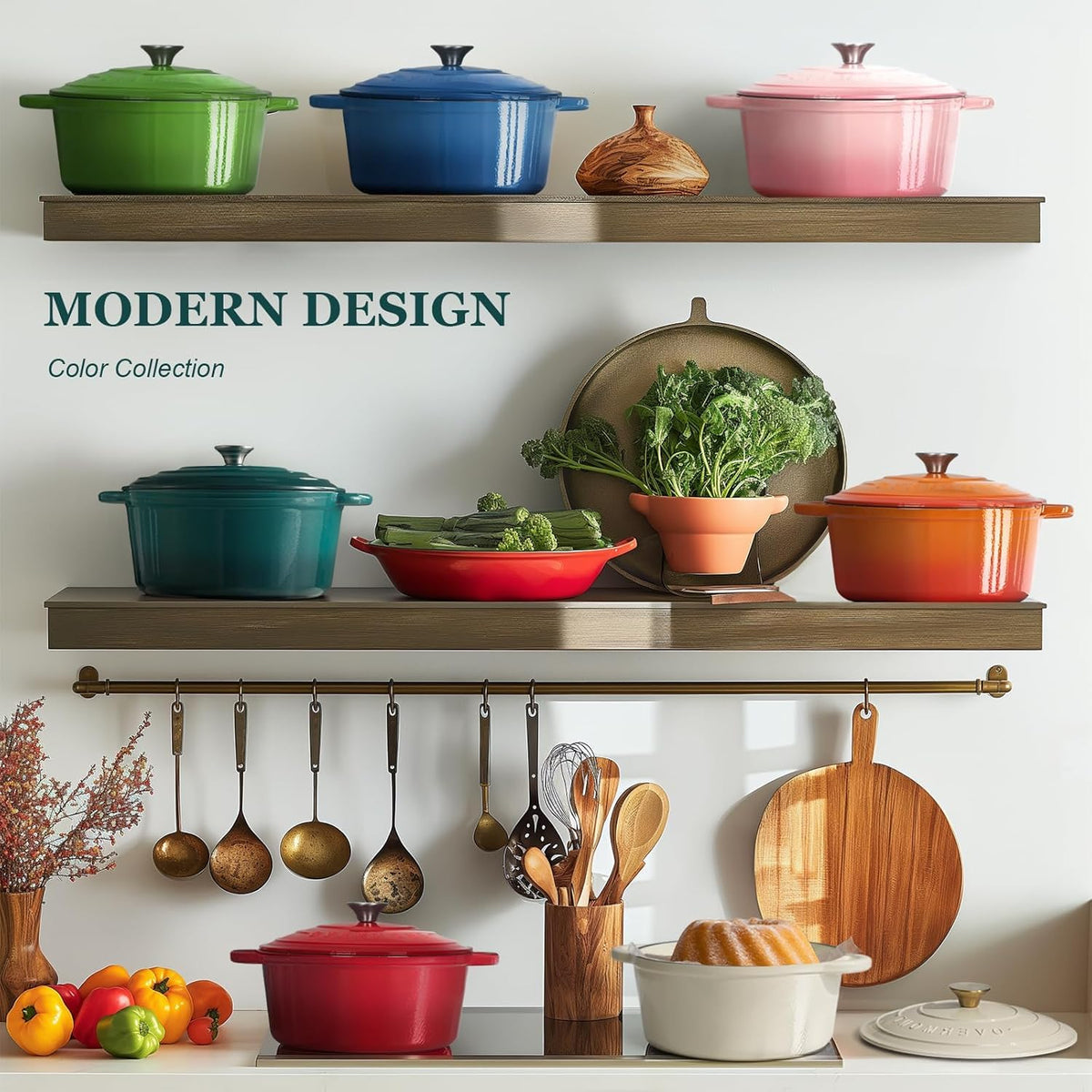 Overmont Dutch Oven enamelled cast iron even heat distribution across stovetops