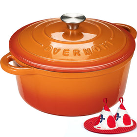 Overmont Dutch Oven lid-on-stove ensures even heat for consistent cooking.