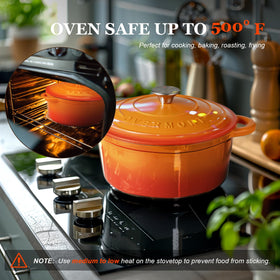 Overmont Dutch Oven roasting-meat showcases deep browning and rich flavors.