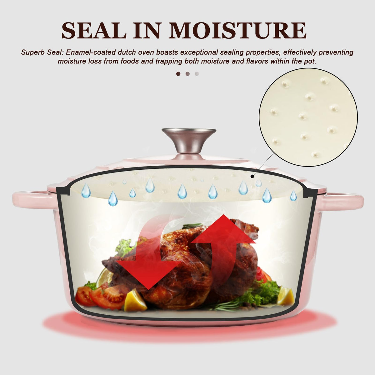 Overmont pink Dutch oven on stove showcasing versatile cooking on induction surface