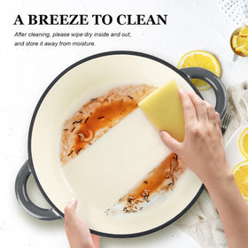 Overmont enameled surface enables easy cleaning after stews and roasts
