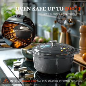 Overmont induction-ready Dutch oven performs on gas, electric, ceramic stoves