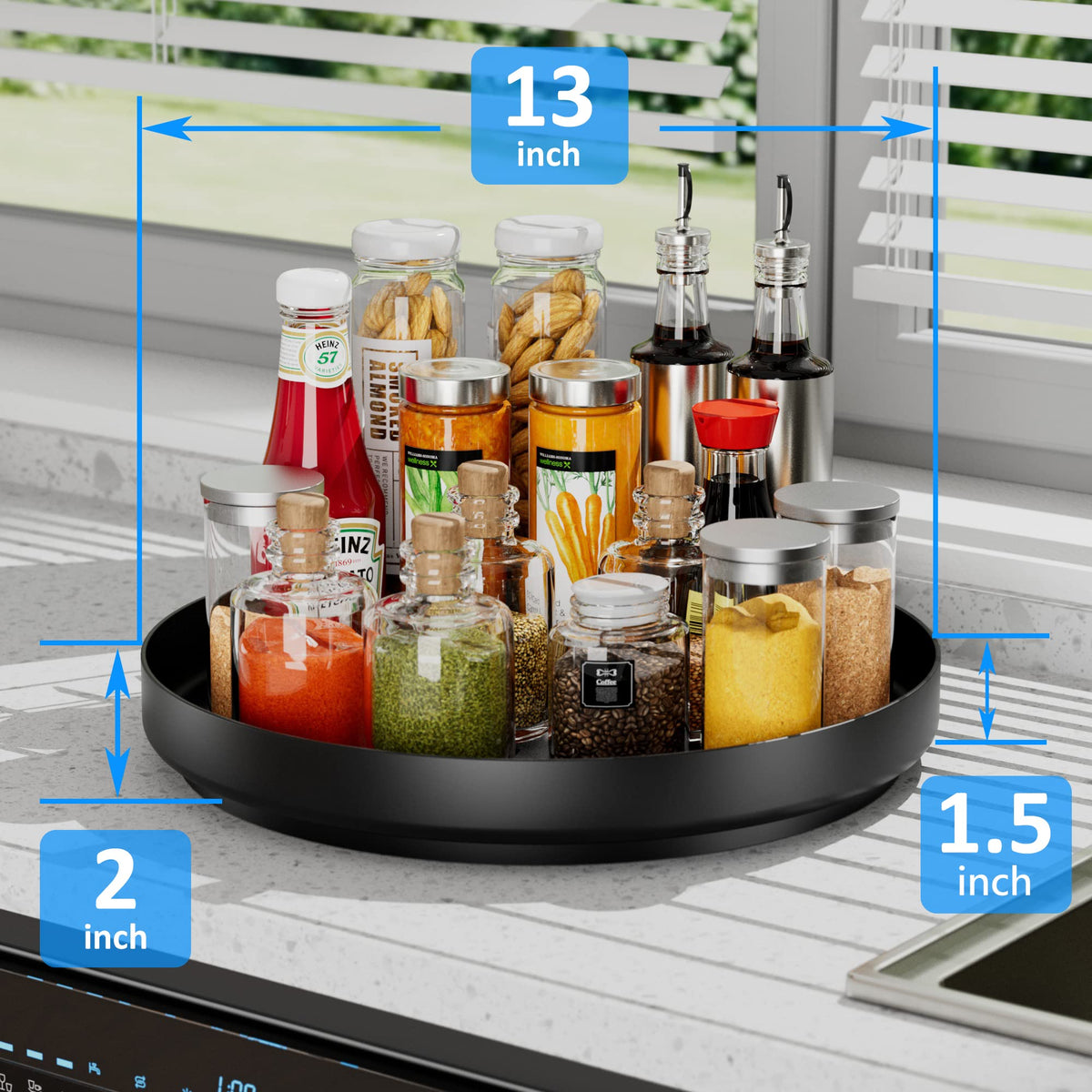 OVICAR 360-degree rotating organizer for quick reach of bottles and jars