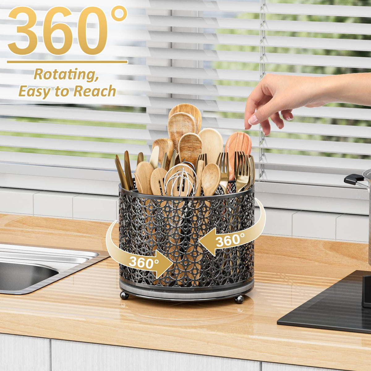 OVICAR caddy with four compartments keeps spoons, forks, knives neatly separated and easy to grab.
