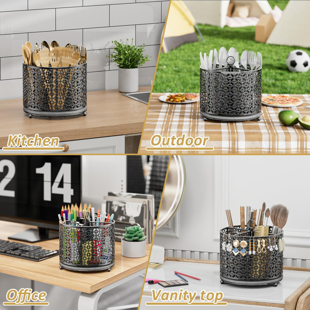 Versatile caddy for parties, picnics, offices, and daily use.