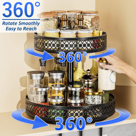 OVICAR adjustable-height lazy susan adapts to tall bottles.