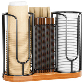 OVICAR coffee cups holder with wooden base keeps cups organized on the counter.