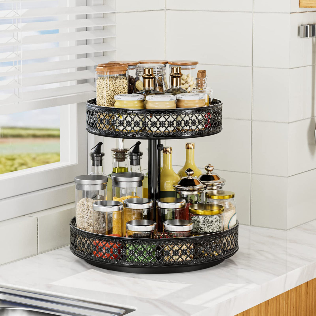 OVICAR floral raised edges prevent items from tipping.