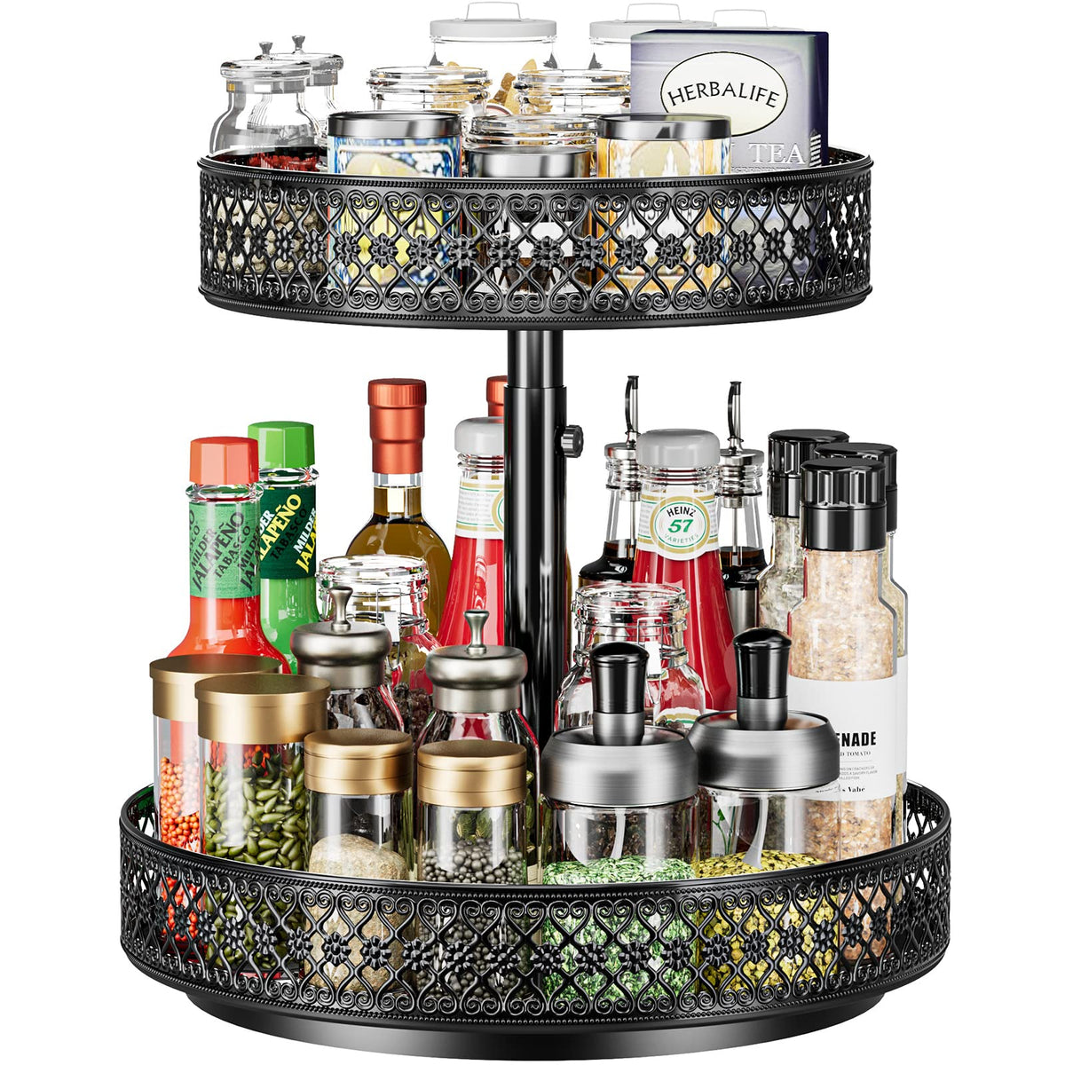 OVICAR two-tier lazy susan turntable ideal for organized spice racks.