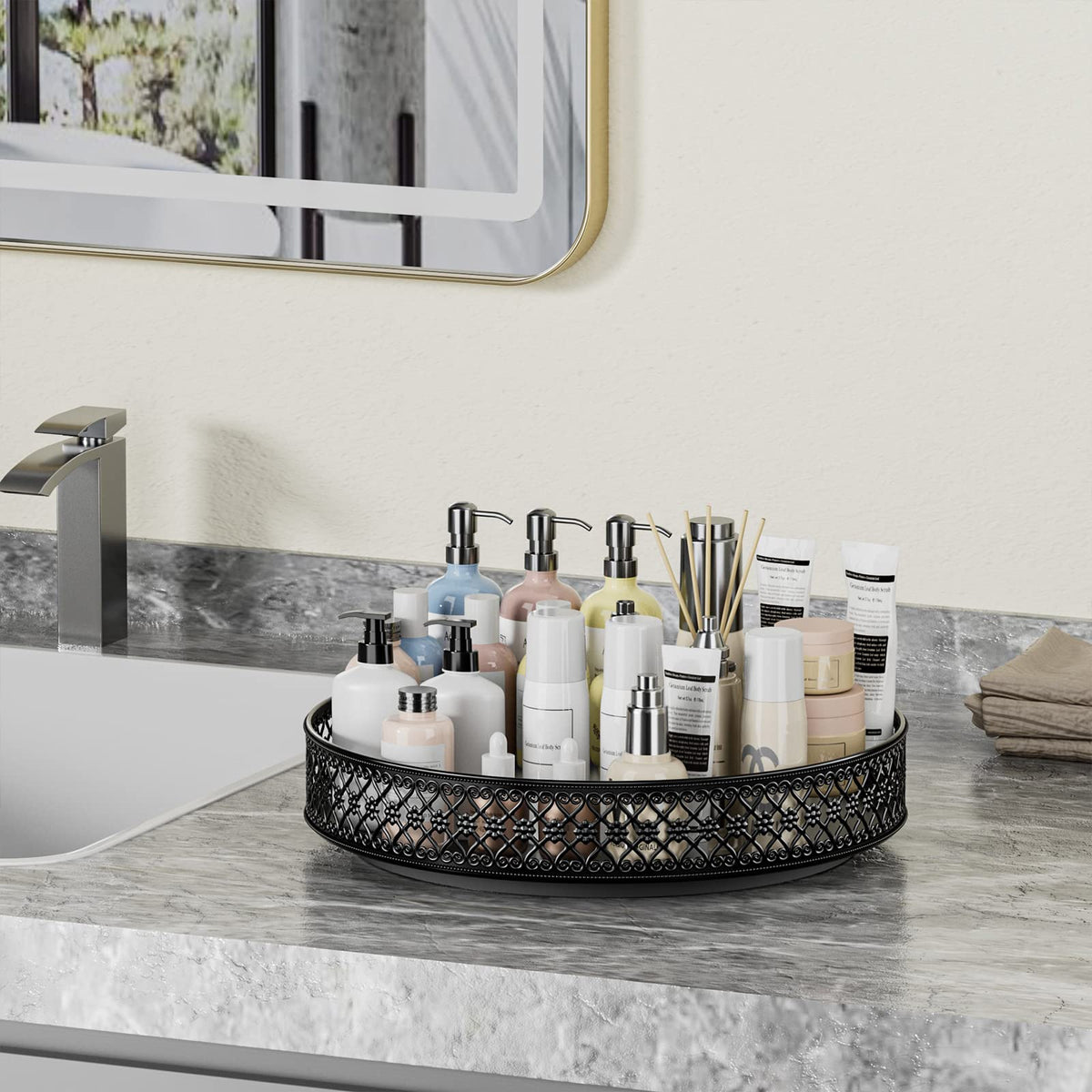 Ovicar Lazy Susan open design keeps items visible and accessible.