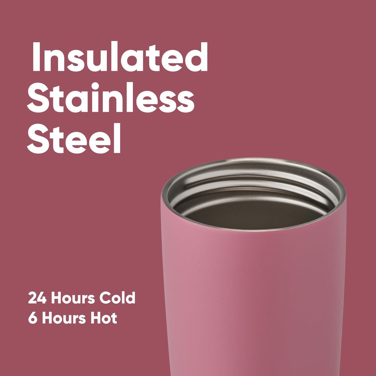 Owala 20oz stainless tumbler shown in hand for easy grip.