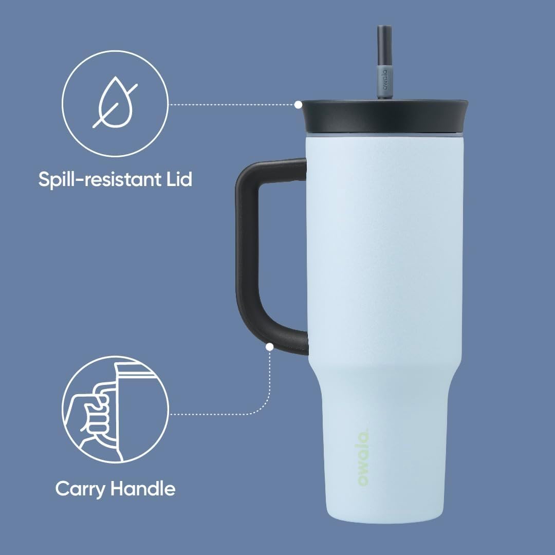 Owala 40oz tumbler blue double-wall insulation keeps drinks cold longer